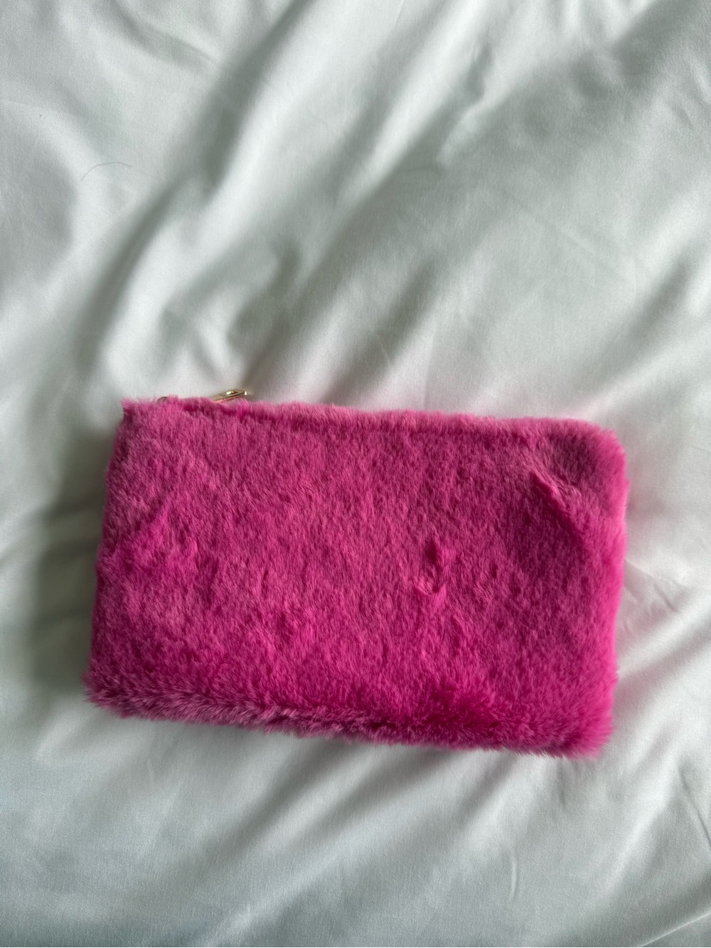 Faux Fur Pink Zip Purse Clutch